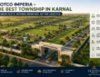 Aerial view of Slotco Imperia, the best township in Karnal, featuring premium residential plots, wide internal roads, landscaped parks, and modern infrastructure.